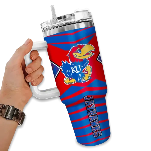 customized kansas jayhawks chevron layers blue curved tumbler fashion forward.webp