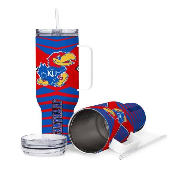 customized kansas jayhawks chevron layers blue curved tumbler high quality.webp