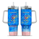 customized kansas jayhawks geometric prism blue curved tumbler best selling.webp