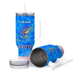 customized kansas jayhawks geometric prism blue curved tumbler best selling.webp