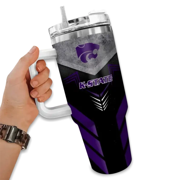 customized kansas state wildcats arrow armor purple black curved tumbler fashion forward.webp