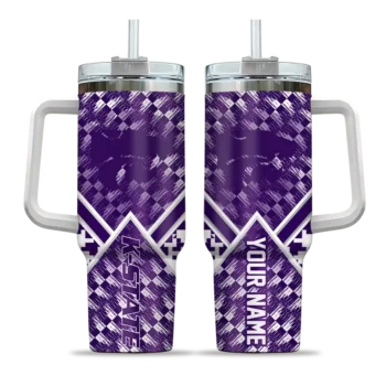 customized kansas state wildcats chevron angle purple curved tumbler best selling.webp