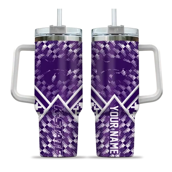 customized kansas state wildcats chevron angle purple curved tumbler best selling.webp