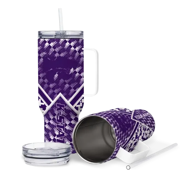 customized kansas state wildcats chevron angle purple curved tumbler high quality.webp
