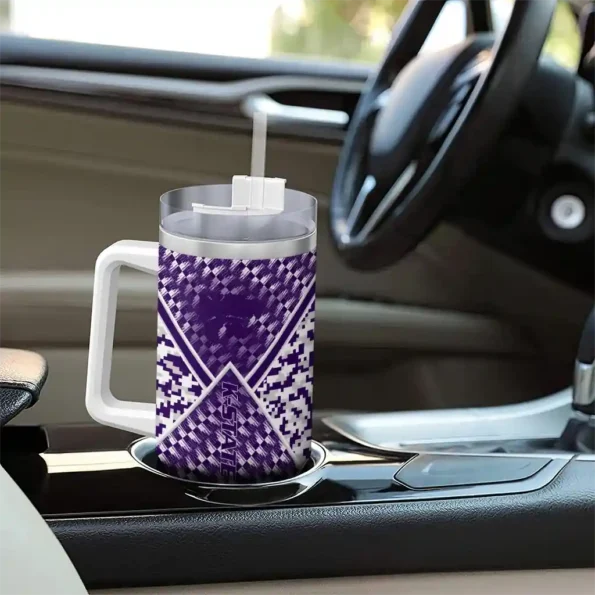 customized kansas state wildcats chevron angle purple curved tumbler trendy.webp