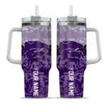 customized kansas state wildcats chevron stripe purple curved tumbler best selling.webp