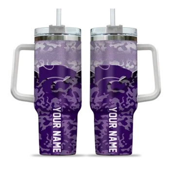 customized kansas state wildcats chevron stripe purple curved tumbler best selling.webp