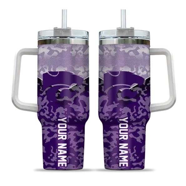 customized kansas state wildcats chevron stripe purple curved tumbler best selling.webp