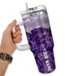 customized kansas state wildcats chevron stripe purple curved tumbler best selling.webp