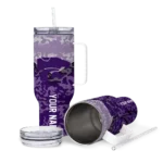 customized kansas state wildcats chevron stripe purple curved tumbler best selling.webp