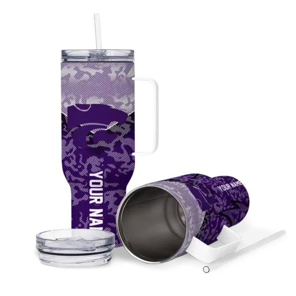 customized kansas state wildcats chevron stripe purple curved tumbler high quality.webp