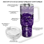 customized kansas state wildcats chevron stripe purple curved tumbler best selling.webp
