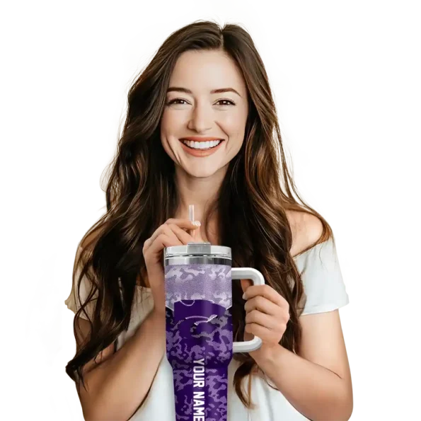 customized kansas state wildcats chevron stripe purple curved tumbler premium grade.webp
