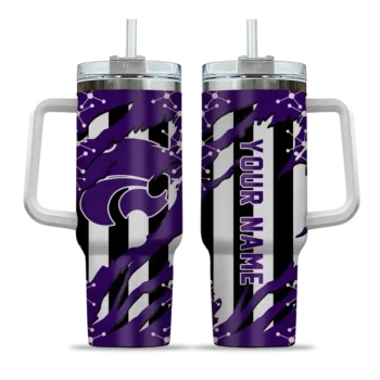 customized kansas state wildcats claw cut purple black curved tumbler best selling.webp