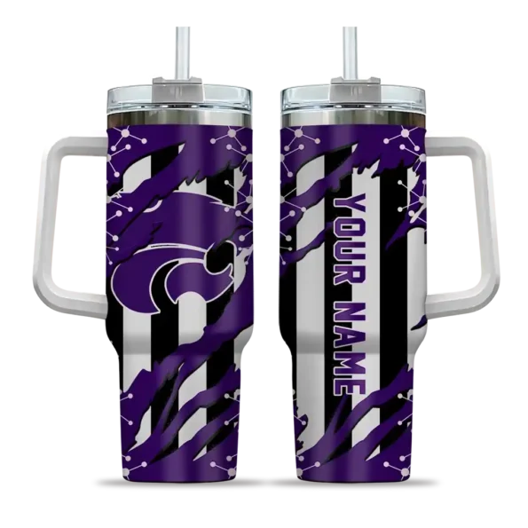 customized kansas state wildcats claw cut purple black curved tumbler best selling.webp
