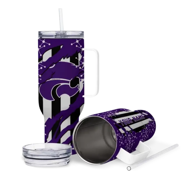 customized kansas state wildcats claw cut purple black curved tumbler high quality.webp
