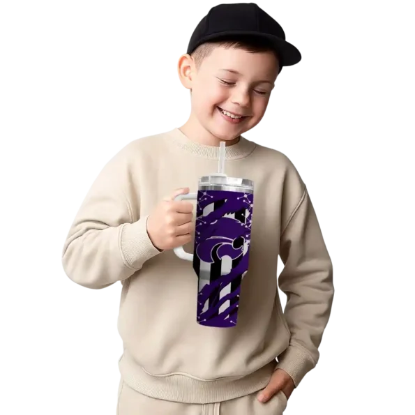 customized kansas state wildcats claw cut purple black curved tumbler latest model.webp