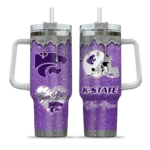 customized kansas state wildcats heart helmet motif purple curved tumbler best selling.webp