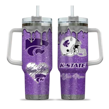 customized kansas state wildcats heart helmet motif purple curved tumbler best selling.webp
