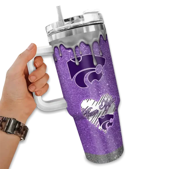 customized kansas state wildcats heart helmet motif purple curved tumbler fashion forward.webp