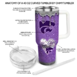 customized kansas state wildcats heart helmet motif purple curved tumbler best selling.webp