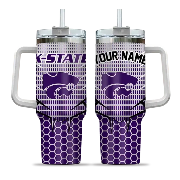 customized kansas state wildcats hex texture purple curved tumbler best selling.webp