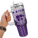 customized kansas state wildcats hex texture purple curved tumbler best selling.webp