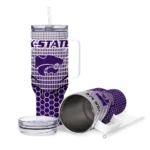 customized kansas state wildcats hex texture purple curved tumbler best selling.webp