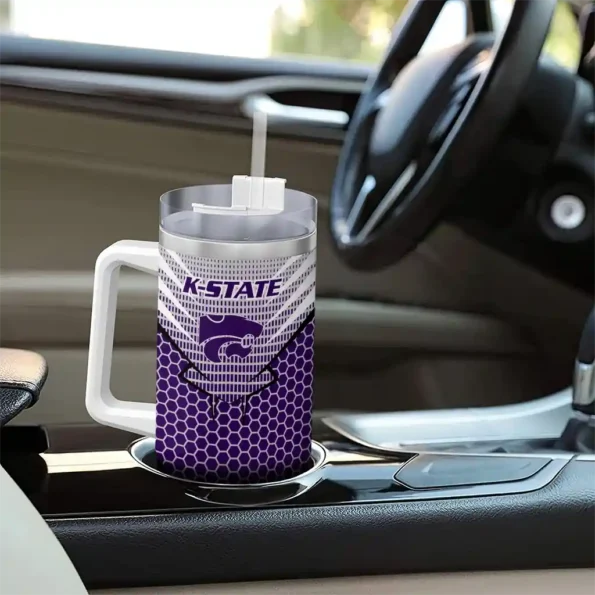 customized kansas state wildcats hex texture purple curved tumbler trendy.webp