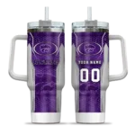 customized kansas state wildcats hexagon armor purple curved tumbler best selling.webp