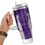 customized kansas state wildcats hexagon armor purple curved tumbler best selling.webp