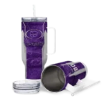 customized kansas state wildcats hexagon armor purple curved tumbler best selling.webp