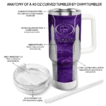 customized kansas state wildcats hexagon armor purple curved tumbler best selling.webp