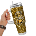 customized kennesaw state owls bold diamonds gold curved tumbler best selling.webp
