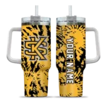customized kennesaw state owls burst swirl gold curved tumbler best selling.webp