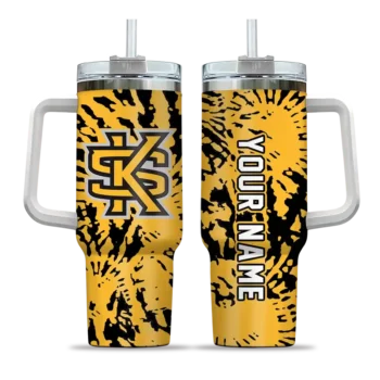 customized kennesaw state owls burst swirl gold curved tumbler best selling.webp