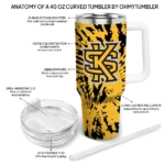customized kennesaw state owls burst swirl gold curved tumbler best selling.webp