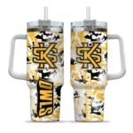 customized kennesaw state owls camo mashup gold white curved tumbler best selling.webp