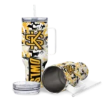 customized kennesaw state owls camo mashup gold white curved tumbler best selling.webp