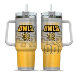 customized kennesaw state owls gradient dots gold curved tumbler best selling.webp