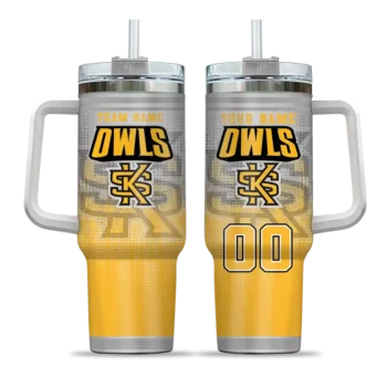customized kennesaw state owls gradient dots gold curved tumbler best selling.webp