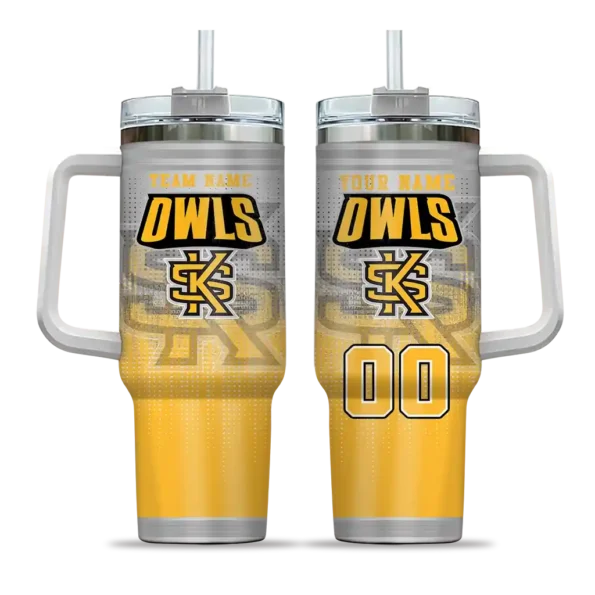 customized kennesaw state owls gradient dots gold curved tumbler best selling.webp