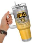 customized kennesaw state owls gradient dots gold curved tumbler best selling.webp