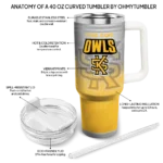 customized kennesaw state owls gradient dots gold curved tumbler best selling.webp