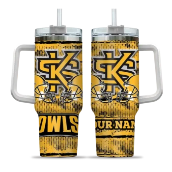 customized kennesaw state owls honey streaks gold curved tumbler best selling.webp