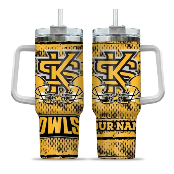 customized kennesaw state owls honey streaks gold curved tumbler best selling.webp