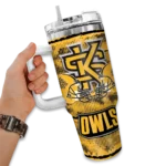 customized kennesaw state owls honey streaks gold curved tumbler best selling.webp