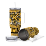 customized kennesaw state owls honey streaks gold curved tumbler best selling.webp