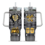 customized kennesaw state owls superman shield gold gray curved tumbler best selling.webp