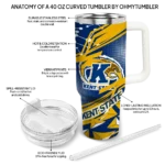 customized kent state golden flashes abstract paths navy blue curved tumbler best selling.webp